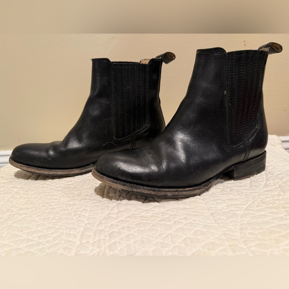 Frye Black Leather Ankle Boots